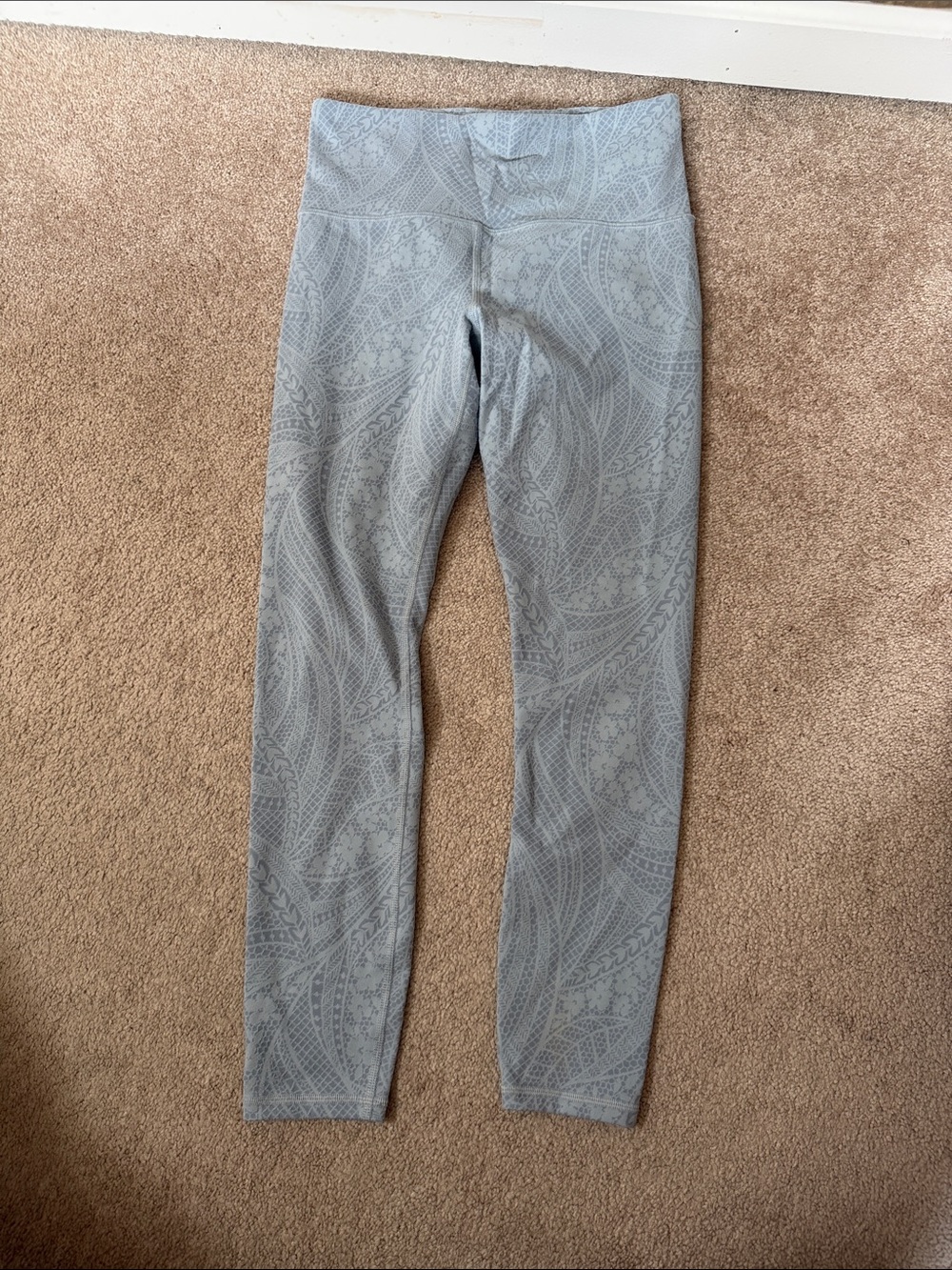 Athleta Greyish Blue Patterned High-Rise Leggings